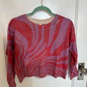 Pilcro Red and Purple Zebra Stripe Cashmere Sweater